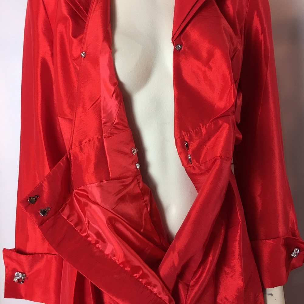 Vintage 1950s Fit & Flare Red Dress Dolman Sleeves - Picture 6 of 7